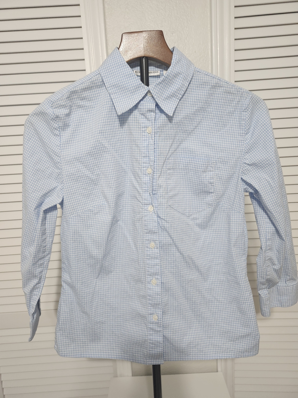 Rebecca Malone Light Blue Gingham Button-Up Shirt
